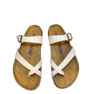 NWT Birkenstock Betula Mia Soft Women's Sandals White Leather Sandals 37, 6-6.5